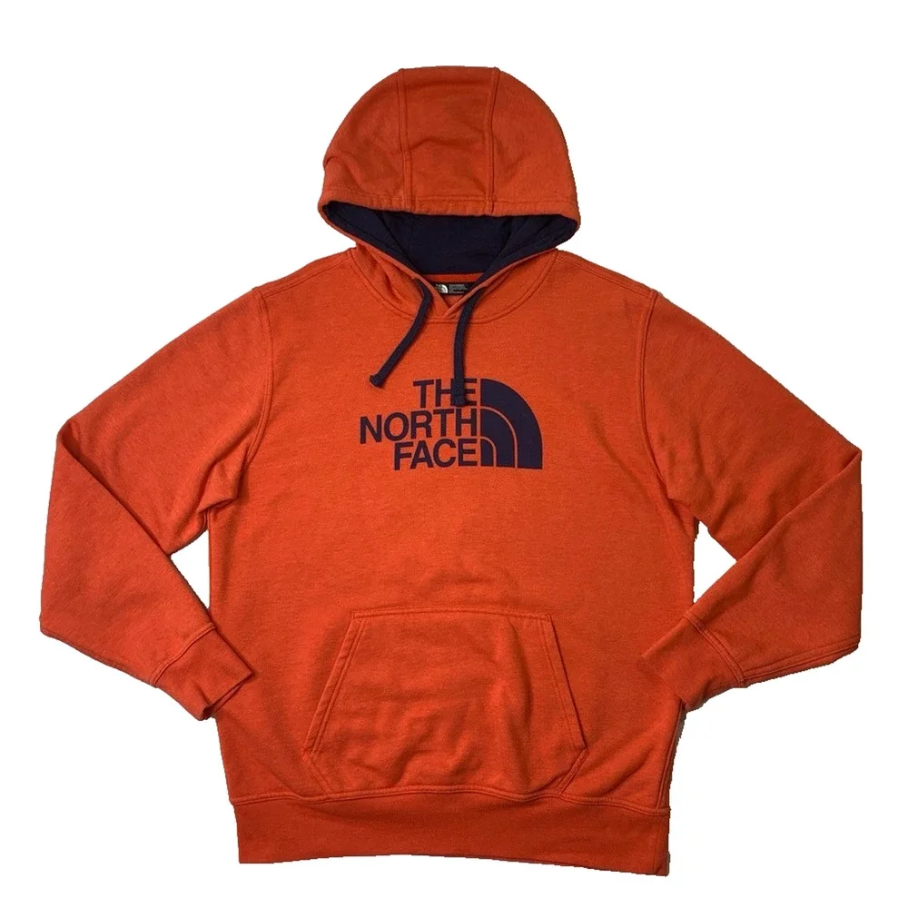 The North Face Hoodie Mens L Large Persimmon Fleece Lined Half Dome Sweatshirt‎